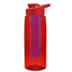 a transparent red bottle & red lid & violet infuser the flair - 26 oz transparent tritan(tm) bottle with drink thru lid and large infuser