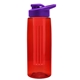 a transparent red bottle & violet lid & red infuser the flair - 26 oz transparent tritan(tm) bottle with drink thru lid and large infuser