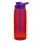 a transparent red bottle & violet lid & violet infuser the flair - 26 oz transparent tritan(tm) bottle with drink thru lid and large infuser