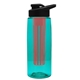a transparent teal bottle & black lid & red infuser the flair - 26 oz transparent tritan(tm) bottle with drink thru lid and large infuser