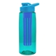 a transparent teal bottle & cyan lid & blue infuser the flair - 26 oz transparent tritan(tm) bottle with drink thru lid and large infuser