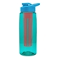 a transparent teal bottle & cyan lid & red infuser the flair - 26 oz transparent tritan(tm) bottle with drink thru lid and large infuser