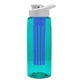 a transparent teal bottle & white lid & blue infuser the flair - 26 oz transparent tritan(tm) bottle with drink thru lid and large infuser