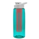 a transparent teal bottle & white lid & red infuser the flair - 26 oz transparent tritan(tm) bottle with drink thru lid and large infuser