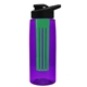 a transparent violet bottle & black lid & green infuser the flair - 26 oz transparent tritan(tm) bottle with drink thru lid and large infuser