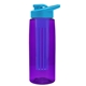 a transparent violet bottle & cyan lid & blue infuser the flair - 26 oz transparent tritan(tm) bottle with drink thru lid and large infuser