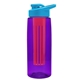 a transparent violet bottle & cyan lid & red infuser the flair - 26 oz transparent tritan(tm) bottle with drink thru lid and large infuser