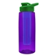 a transparent violet bottle & green lid & blue infuser the flair - 26 oz transparent tritan(tm) bottle with drink thru lid and large infuser