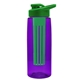 a transparent violet bottle & green lid & green infuser the flair - 26 oz transparent tritan(tm) bottle with drink thru lid and large infuser