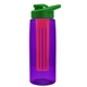 a transparent violet bottle & green lid & red infuser the flair - 26 oz transparent tritan(tm) bottle with drink thru lid and large infuser