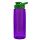 a transparent violet bottle & green lid & violet infuser the flair - 26 oz transparent tritan(tm) bottle with drink thru lid and large infuser