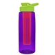 a transparent violet bottle & lime green lid & red infuser the flair - 26 oz transparent tritan(tm) bottle with drink thru lid and large infuser
