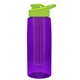 a transparent violet bottle & lime green lid & violet infuser the flair - 26 oz transparent tritan(tm) bottle with drink thru lid and large infuser