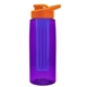 a transparent violet bottle & orange lid & blue infuser the flair - 26 oz transparent tritan(tm) bottle with drink thru lid and large infuser