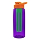 a transparent violet bottle & orange lid & green infuser the flair - 26 oz transparent tritan(tm) bottle with drink thru lid and large infuser