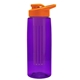 a transparent violet bottle & orange lid & violet infuser the flair - 26 oz transparent tritan(tm) bottle with drink thru lid and large infuser