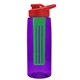 a transparent violet bottle & red lid & green infuser the flair - 26 oz transparent tritan(tm) bottle with drink thru lid and large infuser
