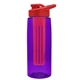 a transparent violet bottle & red lid & red infuser the flair - 26 oz transparent tritan(tm) bottle with drink thru lid and large infuser