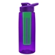 a transparent violet bottle & violet lid & green infuser the flair - 26 oz transparent tritan(tm) bottle with drink thru lid and large infuser