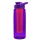 a transparent violet bottle & violet lid & red infuser the flair - 26 oz transparent tritan(tm) bottle with drink thru lid and large infuser