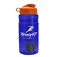 a blue bottle & orange lid & gray mixing ball groove 20 oz tritan(tm) shaker bottle with flip lid and mixing ball