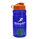 a blue bottle & orange lid & green mixing ball groove 20 oz tritan(tm) shaker bottle with flip lid and mixing ball
