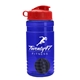 a blue bottle & red lid & black mixing ball groove 20 oz tritan(tm) shaker bottle with flip lid and mixing ball