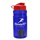 a blue bottle & red lid & gray mixing ball groove 20 oz tritan(tm) shaker bottle with flip lid and mixing ball