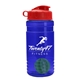 a blue bottle & red lid & green mixing ball groove 20 oz tritan(tm) shaker bottle with flip lid and mixing ball