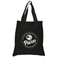 aerial view a black 5.5 oz economy cotton canvas tote, image 1 of 2