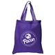 aerial view a purple 5.5 oz economy cotton canvas tote, image 1 of 2