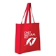 aerial view a red 11.5 oz cotton canvas grocery tote, image 1 of 2