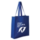 aerial view a royal blue 11.5 oz cotton canvas grocery tote, image 1 of 2