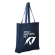 aerial view a navy 11.5 oz cotton canvas grocery tote, image 1 of 2