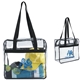 a group of vinyl clear zippered tote