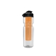 a clear bottle & black lid & translucent orange infuser champion - 28 oz transparent bottle with flip lid and large infuser