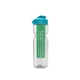 a clear bottle & cyan lid & translucent green infuser champion - 28 oz transparent bottle with flip lid and large infuser