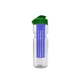 a clear bottle & green lid & translucent blue infuser champion - 28 oz transparent bottle with flip lid and large infuser