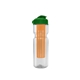 a clear bottle & green lid & translucent orange infuser champion - 28 oz transparent bottle with flip lid and large infuser
