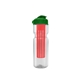 a clear bottle & green lid & translucent red infuser champion - 28 oz transparent bottle with flip lid and large infuser