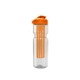 aerial view a clear bottle & orange lid & translucent orange infuser champion - 28 oz transparent bottle with flip lid and large infuser, image 1 of 2