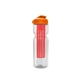 a clear bottle & orange lid & translucent red infuser champion - 28 oz transparent bottle with flip lid and large infuser