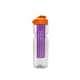 a clear bottle & orange lid & translucent violet infuser champion - 28 oz transparent bottle with flip lid and large infuser