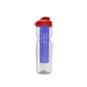 a clear bottle & red lid & translucent blue infuser champion - 28 oz transparent bottle with flip lid and large infuser