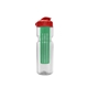 a clear bottle & red lid & translucent green infuser champion - 28 oz transparent bottle with flip lid and large infuser