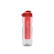 aerial view a clear bottle & red lid & translucent red infuser champion - 28 oz transparent bottle with flip lid and large infuser, image 1 of 2