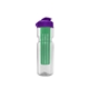 a clear bottle & violet lid & translucent green infuser champion - 28 oz transparent bottle with flip lid and large infuser