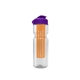 a clear bottle & violet lid & translucent orange infuser champion - 28 oz transparent bottle with flip lid and large infuser