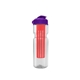 a clear bottle & violet lid & translucent red infuser champion - 28 oz transparent bottle with flip lid and large infuser