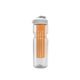 a clear bottle & white lid & translucent orange infuser champion - 28 oz transparent bottle with flip lid and large infuser
